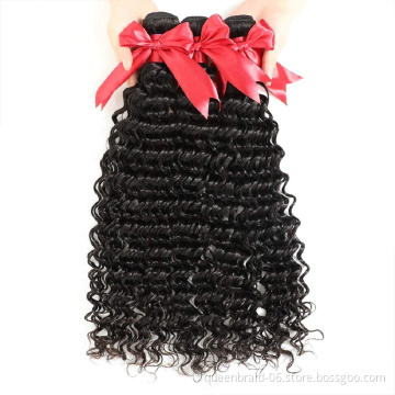 Brazilian Deep Wave Bundles Virgin Unprocessed Human Hair Bundles Wet and Wavy Curly Hair Extensions Natural Color